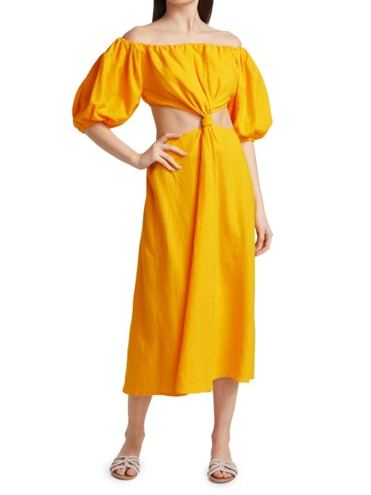 Farm Rio Off-The-Shoulder Knotted Cut-Out Midi-Dress 5 Farm Rio Off-The-Shoulder Knotted Cut-Out Midi-Dress - Image 3