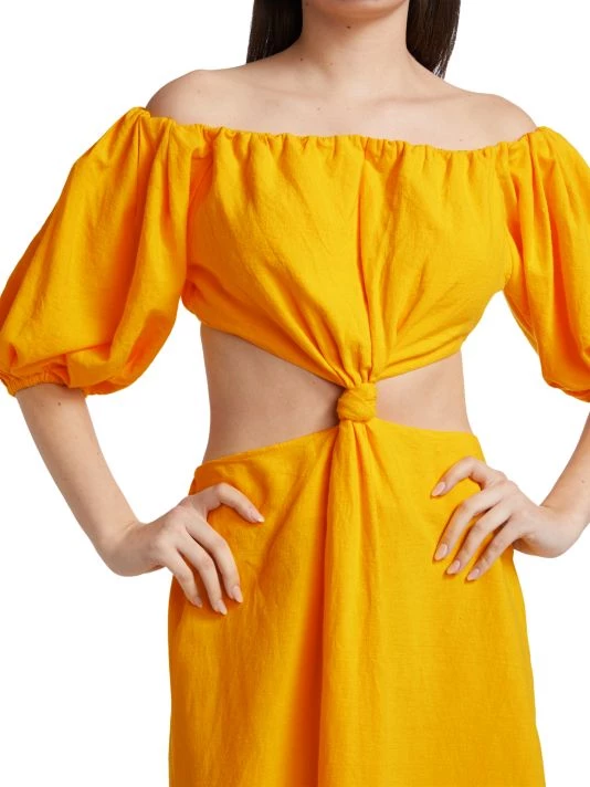 Farm Rio Off-The-Shoulder Knotted Cut-Out Midi-Dress 8 Farm Rio Off-The-Shoulder Knotted Cut-Out Midi-Dress - Image 6