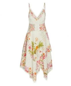 Farm Rio Delicate Forest Scarves Eyelet Midi-Dress