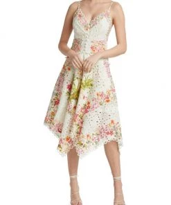 Farm Rio Delicate Forest Scarves Eyelet Midi-Dress -Farm Rio And Pom Pom at Home Sales unnamed file 495