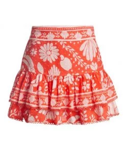 Farm Rio Neon Jungle Tiered Miniskirt