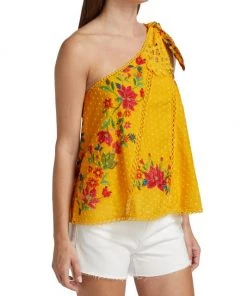 Farm Rio Flower Dream One-Shoulder Embroidered Blouse 12 Farm Rio Flower Dream One-Shoulder Embroidered Blouse -Farm Rio And Pom Pom at Home Sales unnamed file 537