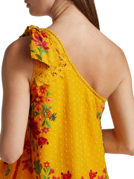 Farm Rio Flower Dream One-Shoulder Embroidered Blouse 8 Farm Rio Flower Dream One-Shoulder Embroidered Blouse - Image 6