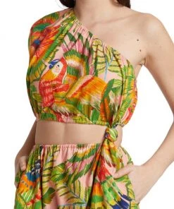 Farm Rio Macaw Leaves One-Shoulder Cut-Out Minidress -Farm Rio And Pom Pom at Home Sales unnamed file 546