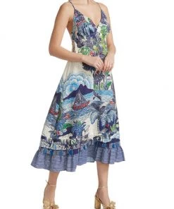Farm Rio Graphic Rio Printed Tiered Midi Dress -Farm Rio And Pom Pom at Home Sales unnamed file 605