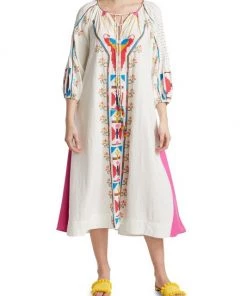 Farm Rio Macaw Embroidered Linen Caftan Midi-Dress 11 Farm Rio Macaw Embroidered Linen Caftan Midi-Dress -Farm Rio And Pom Pom at Home Sales unnamed file 651