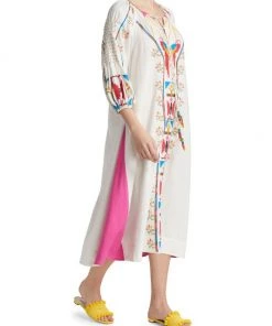 Farm Rio Macaw Embroidered Linen Caftan Midi-Dress 12 Farm Rio Macaw Embroidered Linen Caftan Midi-Dress -Farm Rio And Pom Pom at Home Sales unnamed file 652