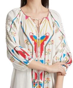 Farm Rio Macaw Embroidered Linen Caftan Midi-Dress 14 Farm Rio Macaw Embroidered Linen Caftan Midi-Dress -Farm Rio And Pom Pom at Home Sales unnamed file 654