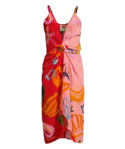 Farm Rio Mixed Fruits Ocean V-Neck Cover-Up