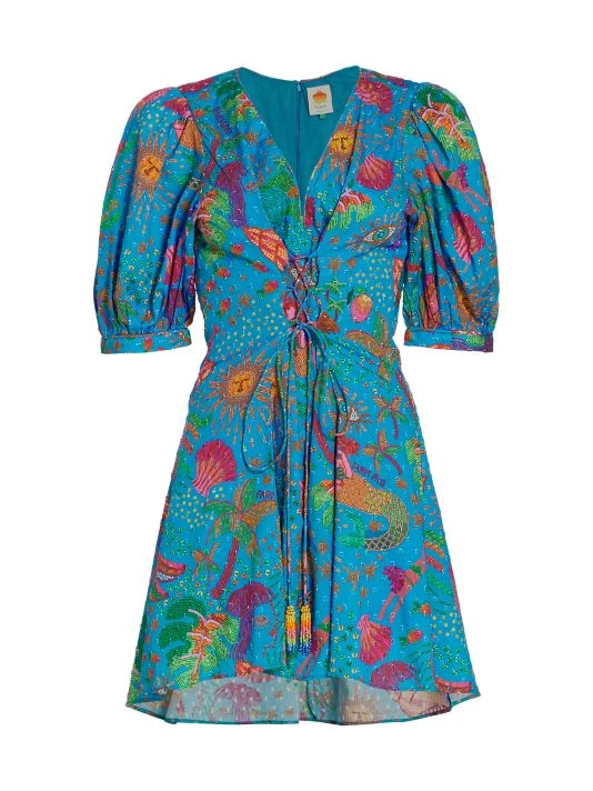 Farm Rio Ocean Stories Printed Cotton Minidress 3 Farm Rio Ocean Stories Printed Cotton Minidress