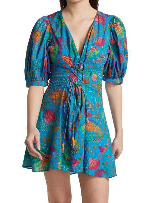 Farm Rio Ocean Stories Printed Cotton Minidress 5 Farm Rio Ocean Stories Printed Cotton Minidress - Image 3