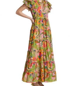 Farm Rio Macaw Leaves Ruffled Maxi Dress -Farm Rio And Pom Pom at Home Sales unnamed file 672