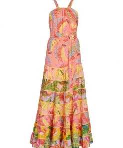 Farm Rio Mixed Print Tiered Maxi Dress