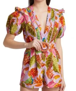 Farm Rio Beaks & Bananas Ruffle Belted Romper -Farm Rio And Pom Pom at Home Sales unnamed file 686