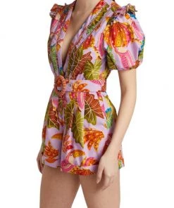 Farm Rio Beaks & Bananas Ruffle Belted Romper -Farm Rio And Pom Pom at Home Sales unnamed file 687