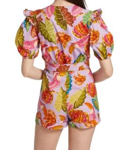 Farm Rio Beaks & Bananas Ruffle Belted Romper -Farm Rio And Pom Pom at Home Sales unnamed file 688
