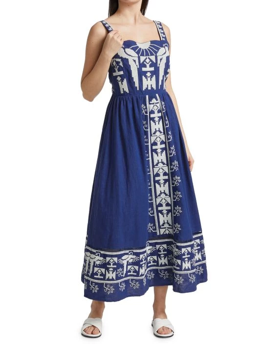 Farm Rio Navy Macaw Embroidered Maxi Dress 4 Farm Rio Navy Macaw Embroidered Maxi Dress - Image 2