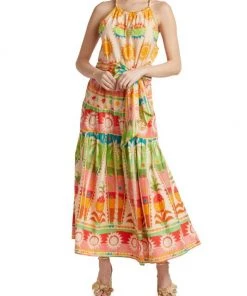 Farm Rio Rainbow Sunset Halter Bow Maxi Dress -Farm Rio And Pom Pom at Home Sales unnamed file 693
