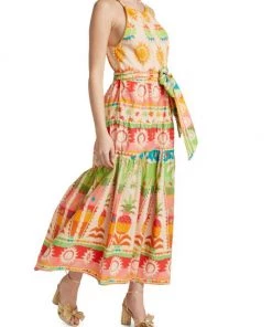 Farm Rio Rainbow Sunset Halter Bow Maxi Dress -Farm Rio And Pom Pom at Home Sales unnamed file 694