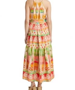 Farm Rio Rainbow Sunset Halter Bow Maxi Dress -Farm Rio And Pom Pom at Home Sales unnamed file 695