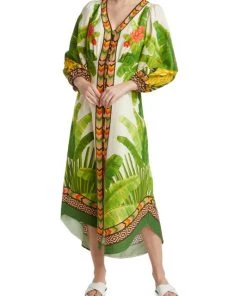 Farm Rio Fresh Forest Linen-Blend Midi-Dress 11 Farm Rio Fresh Forest Linen-Blend Midi-Dress -Farm Rio And Pom Pom at Home Sales unnamed file 700