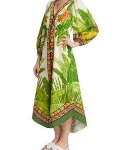 Farm Rio Fresh Forest Linen-Blend Midi-Dress 12 Farm Rio Fresh Forest Linen-Blend Midi-Dress -Farm Rio And Pom Pom at Home Sales unnamed file 701