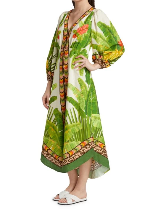 Farm Rio Fresh Forest Linen-Blend Midi-Dress 6 Farm Rio Fresh Forest Linen-Blend Midi-Dress - Image 4