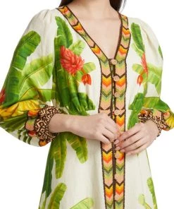 Farm Rio Fresh Forest Linen-Blend Midi-Dress 14 Farm Rio Fresh Forest Linen-Blend Midi-Dress -Farm Rio And Pom Pom at Home Sales unnamed file 703