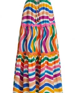 Farm Rio Dancing Stripes Maxi Skirt