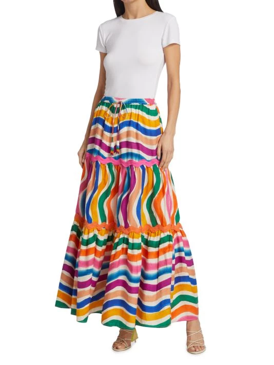 Farm Rio Dancing Stripes Maxi Skirt 4 Farm Rio Dancing Stripes Maxi Skirt - Image 2