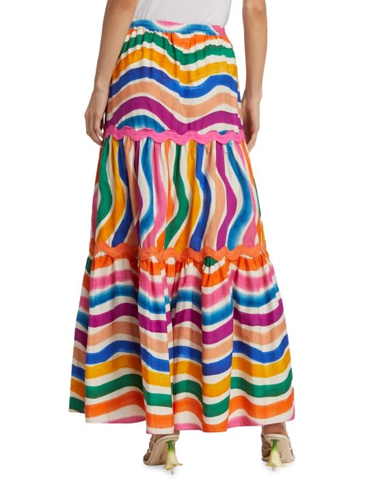 Farm Rio Dancing Stripes Maxi Skirt 7 Farm Rio Dancing Stripes Maxi Skirt - Image 5