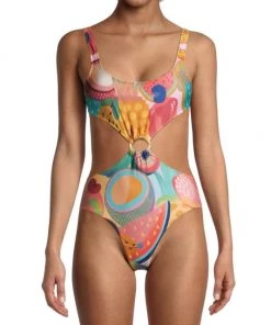 Farm Rio Summery Salad Cut-Out One-Piece Swimsuit -Farm Rio And Pom Pom at Home Sales unnamed file 721