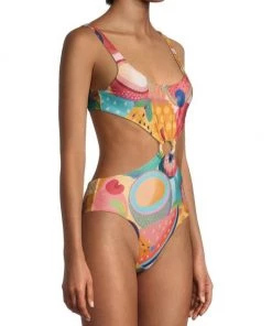 Farm Rio Summery Salad Cut-Out One-Piece Swimsuit -Farm Rio And Pom Pom at Home Sales unnamed file 722