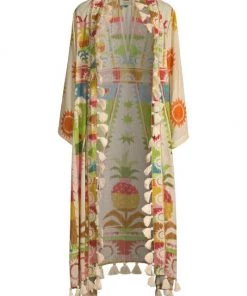 Farm Rio Rainbow Sunset Tassel-Embellished Kimono