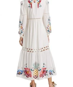 Farm Rio Macaw Cross-Stitch Embroidered Midi-Dress -Farm Rio And Pom Pom at Home Sales unnamed file 762