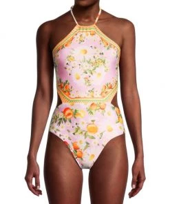 Farm Rio Tangerine Dream Cut-Out One-Piece Swimsuit 10 Farm Rio Tangerine Dream Cut-Out One-Piece Swimsuit -Farm Rio And Pom Pom at Home Sales unnamed file 767