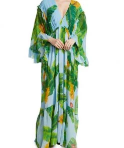 Farm Rio Fresh Bananas Butterfly-Sleeve Maxi Dress -Farm Rio And Pom Pom at Home Sales unnamed file 77