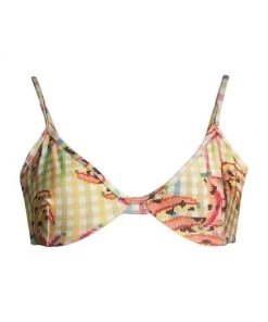 Farm Rio Banana Vichy Printed Bikini Top