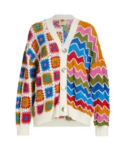 Farm Rio Oversized Mixed Crochet Cardigan