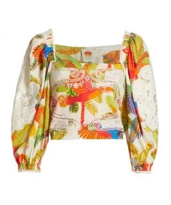 Farm Rio Forest Birds Embroidered Blouse