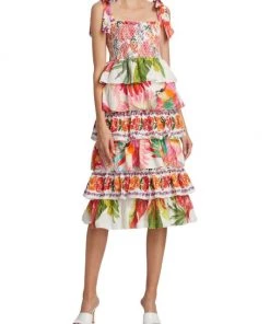 Farm Rio Tropical Print Tiered Cotton Dress 11 Farm Rio Tropical Print Tiered Cotton Dress -Farm Rio And Pom Pom at Home Sales unnamed file 908