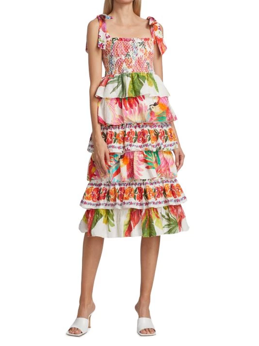 Farm Rio Tropical Print Tiered Cotton Dress 5 Farm Rio Tropical Print Tiered Cotton Dress - Image 3