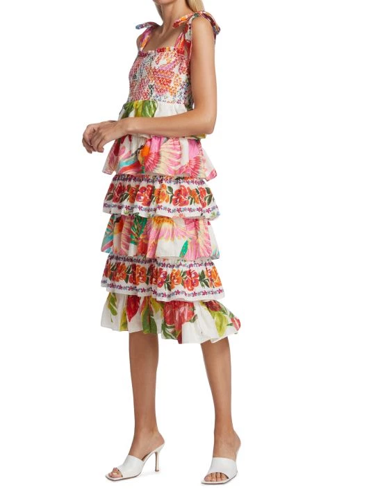 Farm Rio Tropical Print Tiered Cotton Dress 6 Farm Rio Tropical Print Tiered Cotton Dress - Image 4