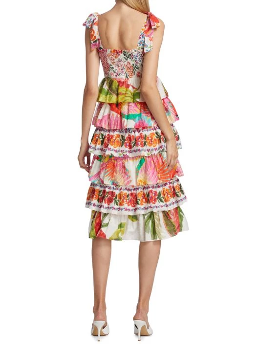 Farm Rio Tropical Print Tiered Cotton Dress 7 Farm Rio Tropical Print Tiered Cotton Dress - Image 5