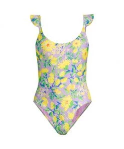 Farm Rio Lemon Drop Low-Back One-Piece Swimsuit