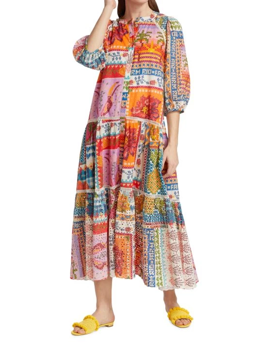 Farm Rio Summer Stitches Eyelet Maxi Dress 4 Farm Rio Summer Stitches Eyelet Maxi Dress - Image 2