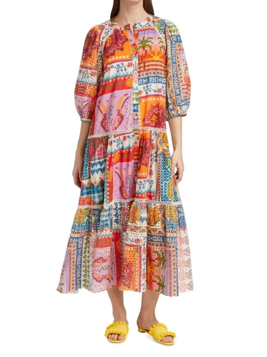 Farm Rio Summer Stitches Eyelet Maxi Dress 5 Farm Rio Summer Stitches Eyelet Maxi Dress - Image 3