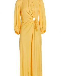 Farm Rio Piping Cut-Out Midi-Dress